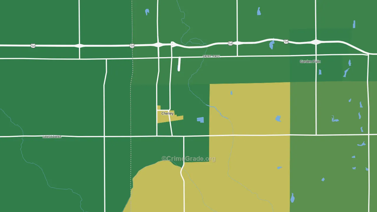 Cheney, KS Map of Vandalism Rates