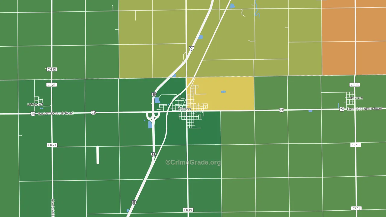 Chenoa, IL Map of Vandalism Rates