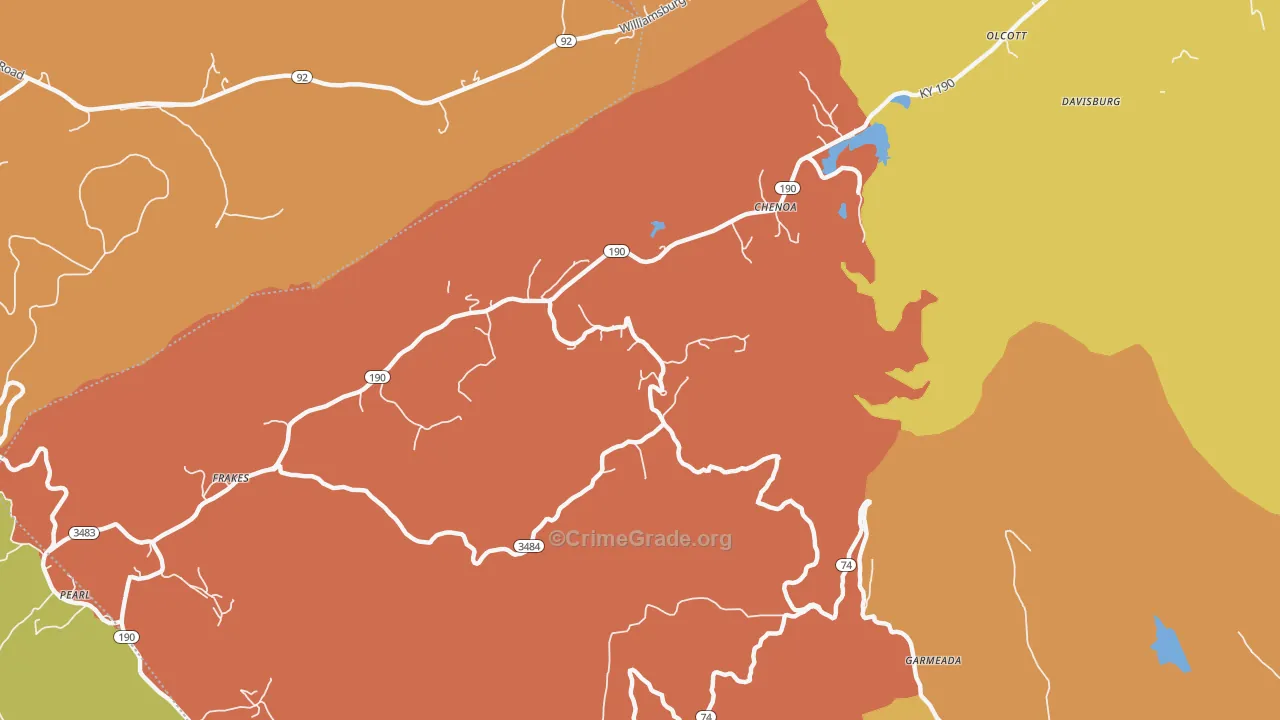 Chenoa, KY Map of Vandalism Rates