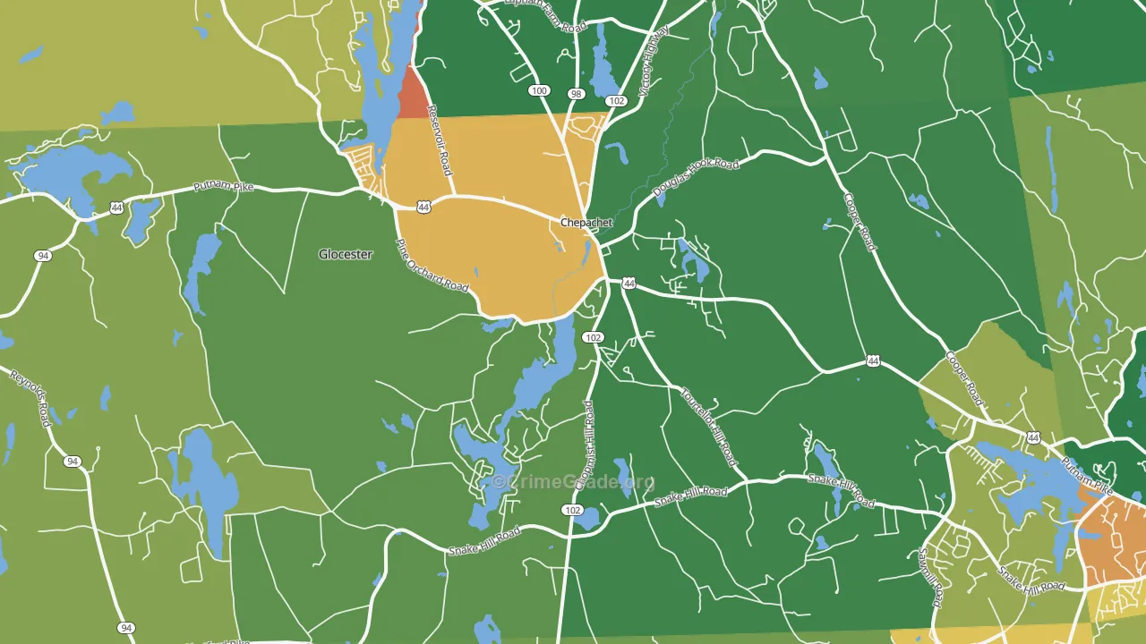 Chepachet, RI Map of Vandalism Rates