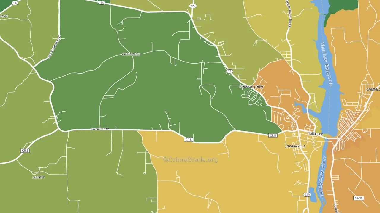 Cherokee Bluffs, AL Map of Vandalism Rates