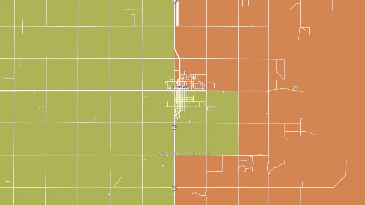 Cherokee, OK Map of Vandalism Rates