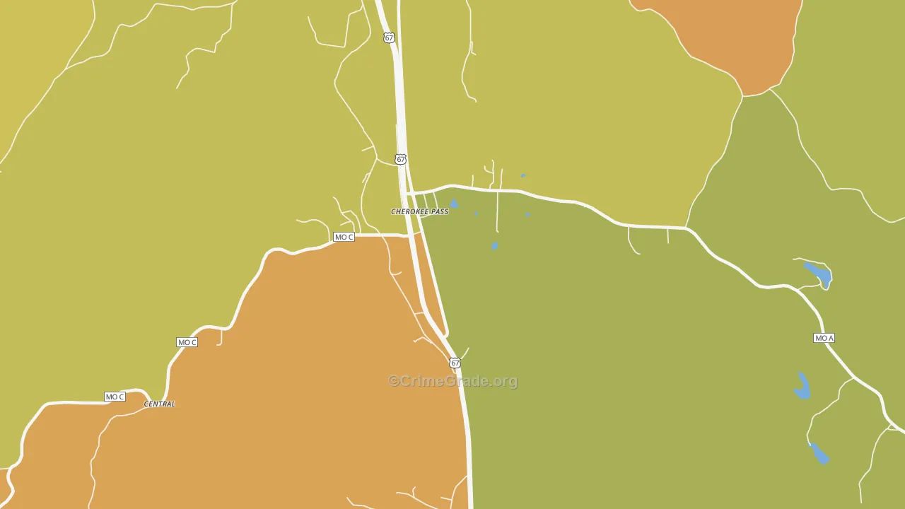Cherokee Pass, MO Map of Vandalism Rates