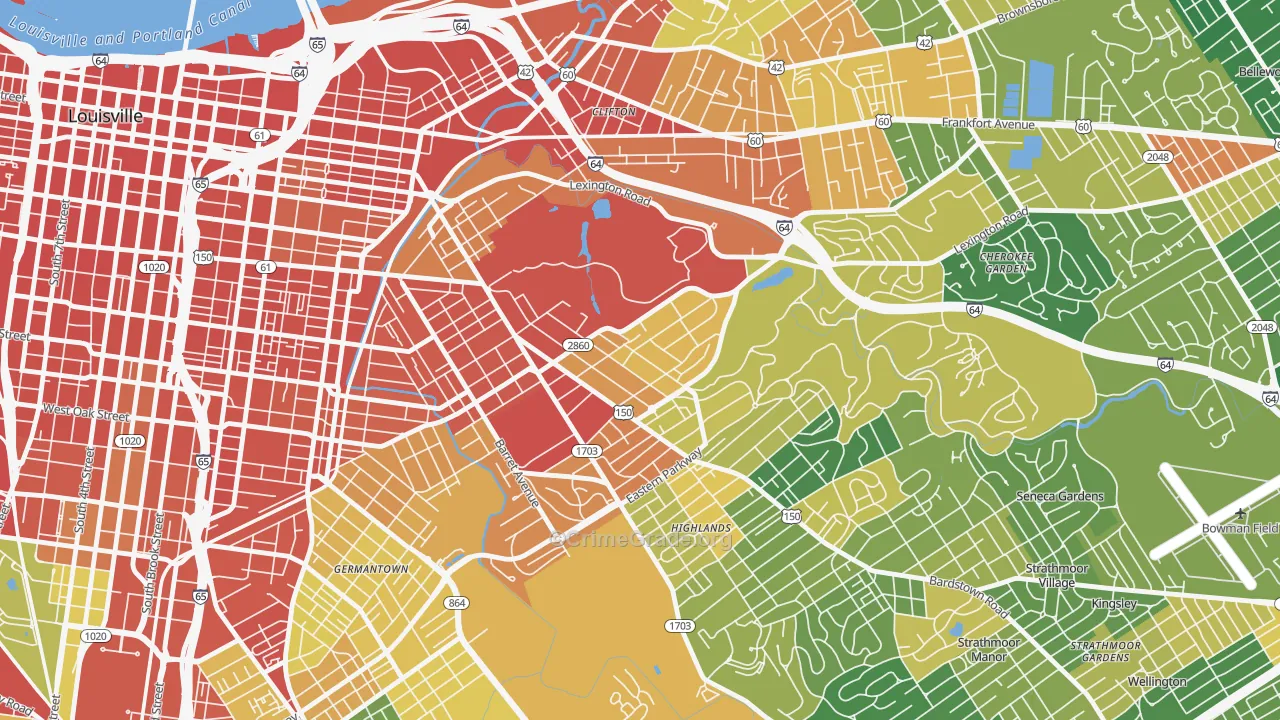 Cherokee Triangle, Louisville, KY Map of Vandalism Rates