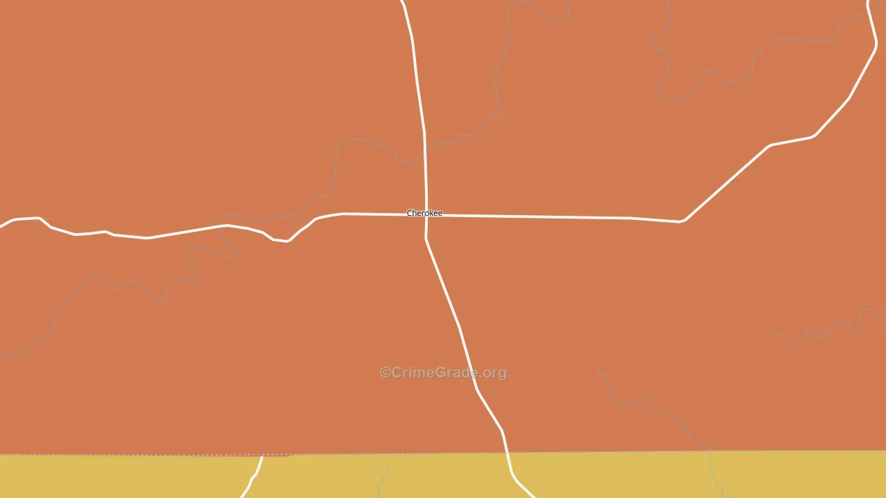 Cherokee, TX Map of Vandalism Rates