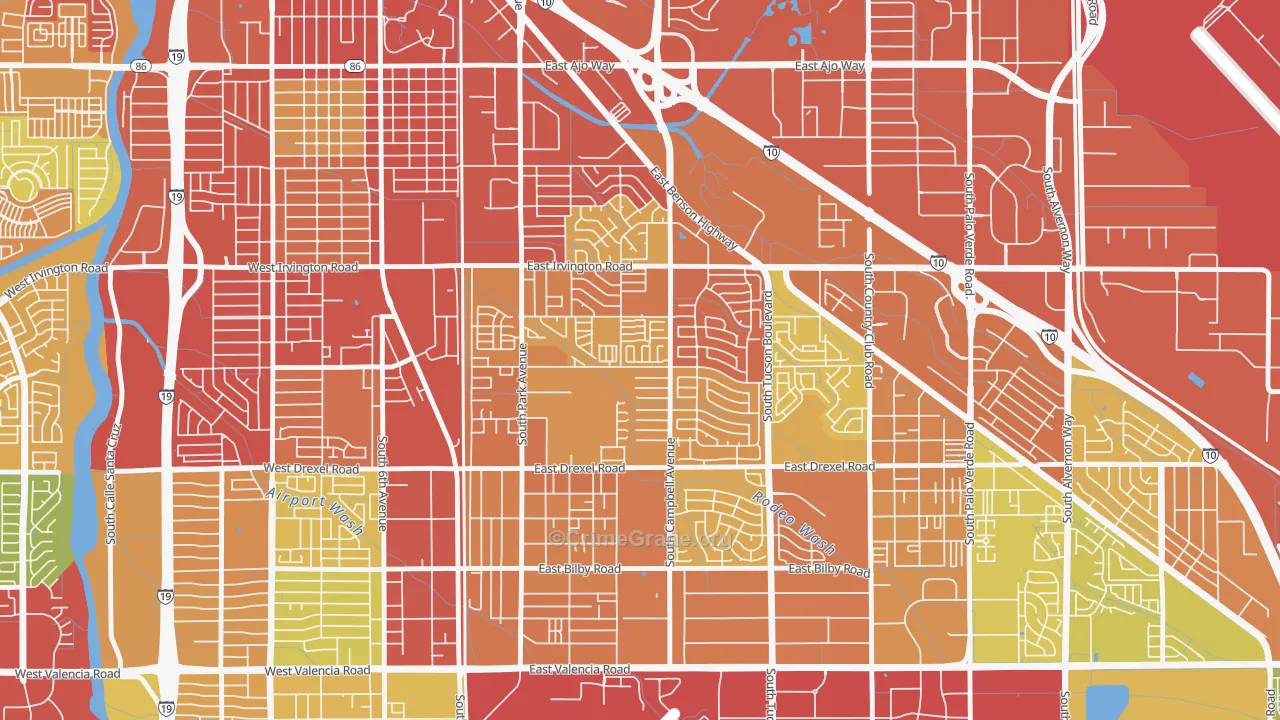 Cherry Avenue, Tucson, AZ Map of Vandalism Rates