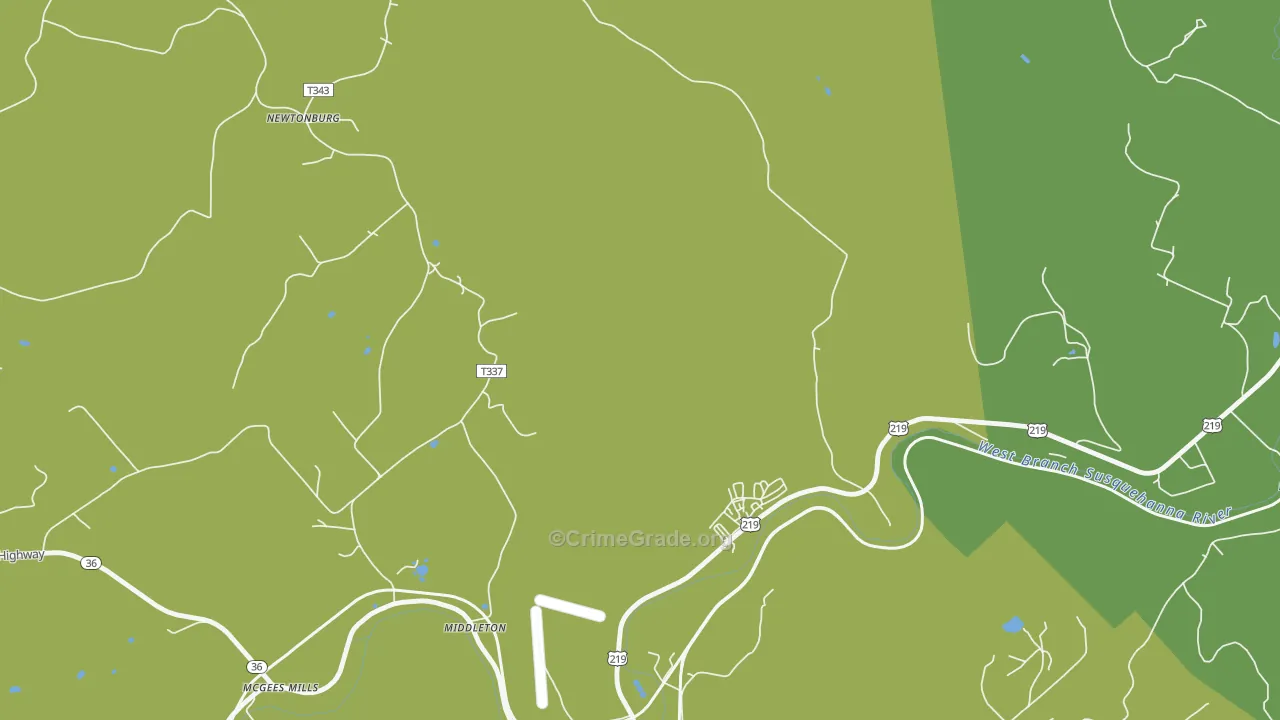 Cherry Corner, PA Map of Vandalism Rates