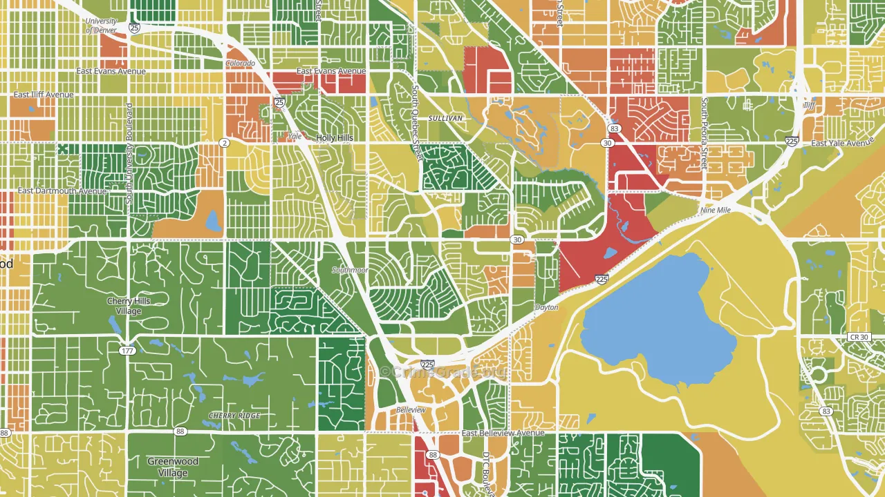 Cherry Creek, Denver, CO Map of Vandalism Rates