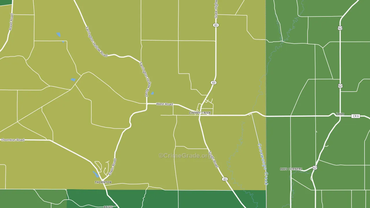 Cherry Creek, NY Map of Vandalism Rates
