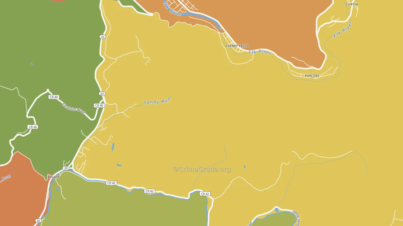 Cherry Falls, WV Map of Vandalism Rates
