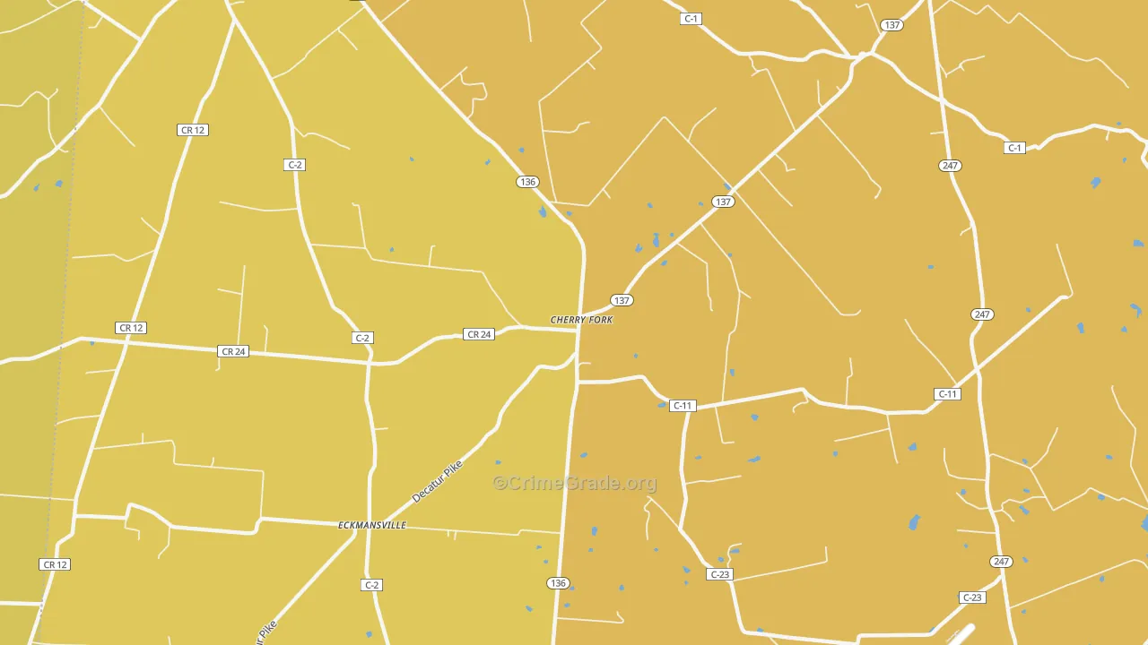 Cherry Fork, OH Map of Vandalism Rates