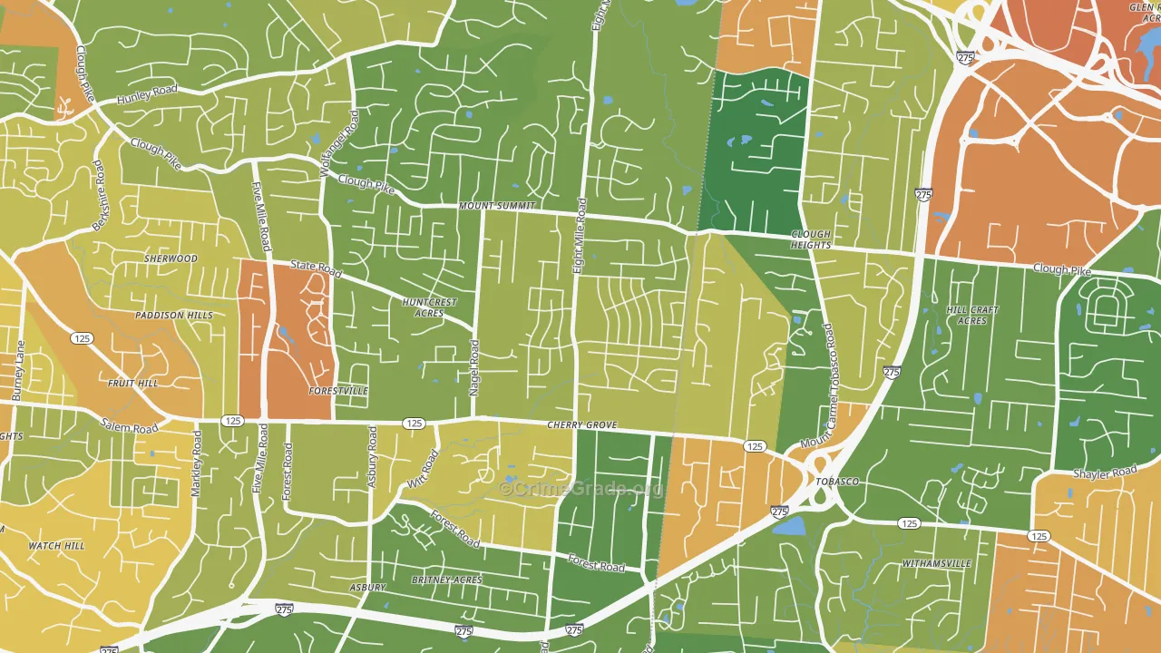 Cherry Grove, Cincinnati, OH Map of Vandalism Rates