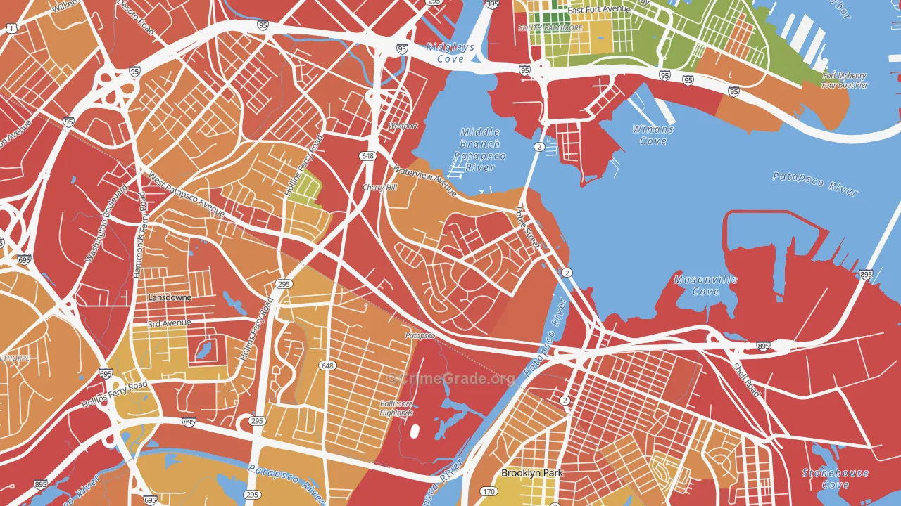 Cherry Hill, Brooklyn, MD Map of Vandalism Rates
