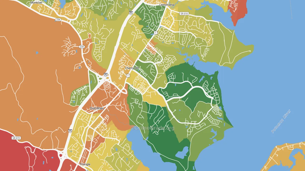 Cherry Hill, VA Map of Vandalism Rates