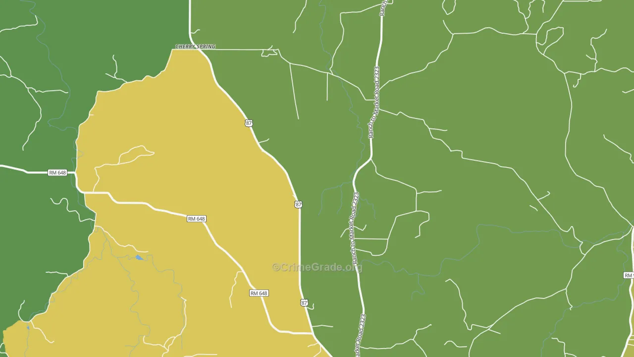 Cherry Spring, TX Map of Vandalism Rates
