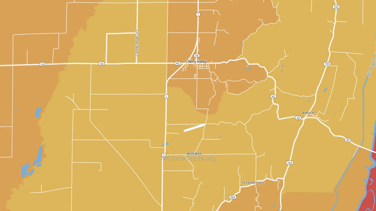 Cherry Valley, AR Map of Vandalism Rates