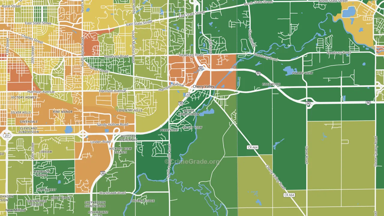 Cherry Valley, IL Map of Vandalism Rates