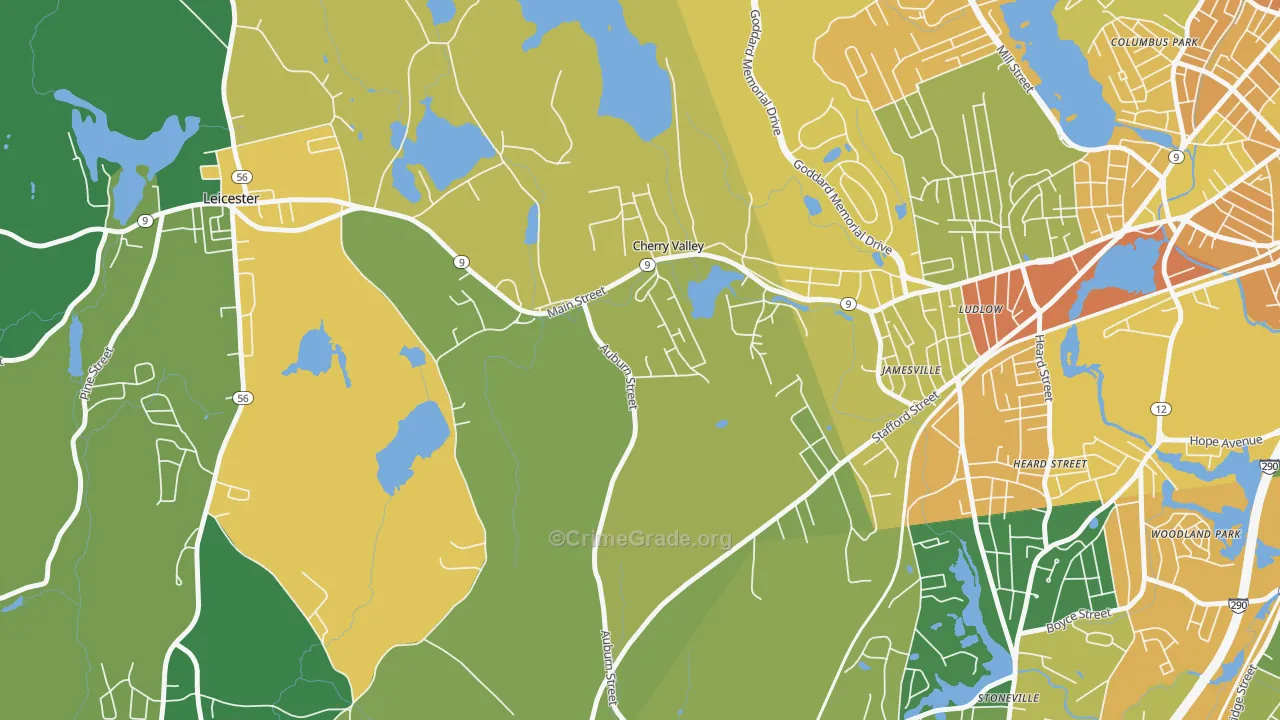 Cherry Valley, MA Map of Vandalism Rates