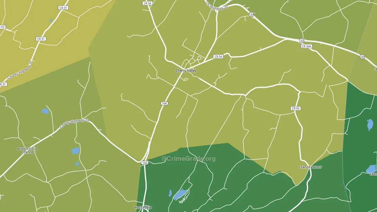 Cherry Valley, NY Map of Vandalism Rates