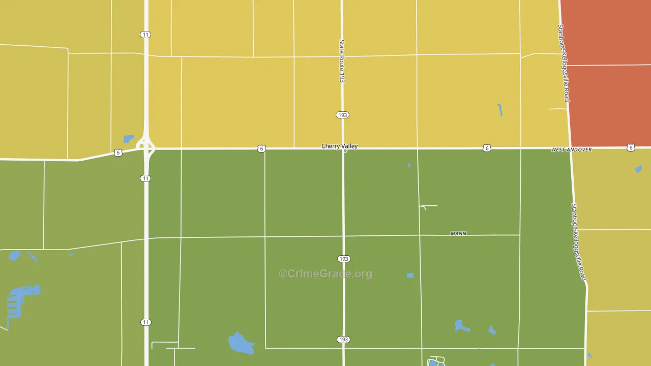 Cherry Valley, OH Map of Vandalism Rates