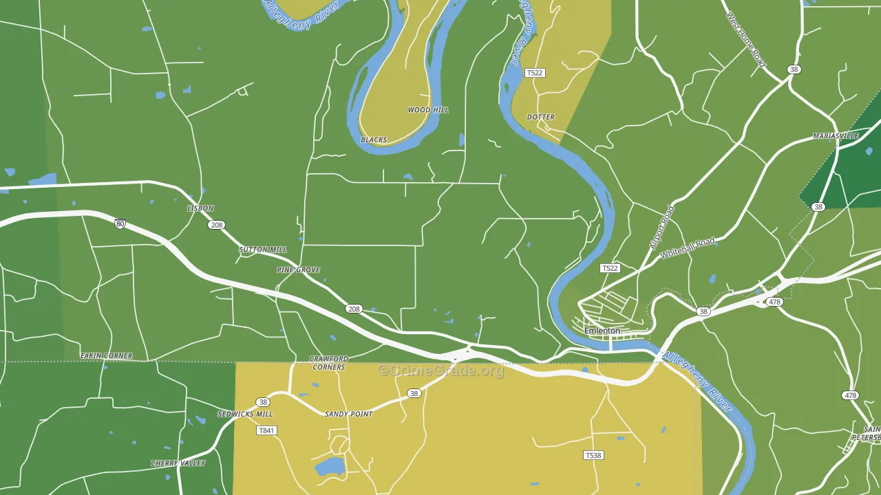 Cherry Valley, PA Map of Vandalism Rates