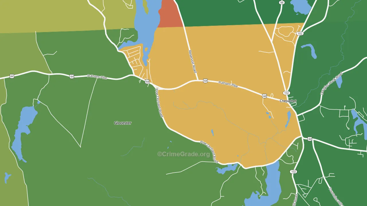 Cherry Valley, RI Map of Vandalism Rates