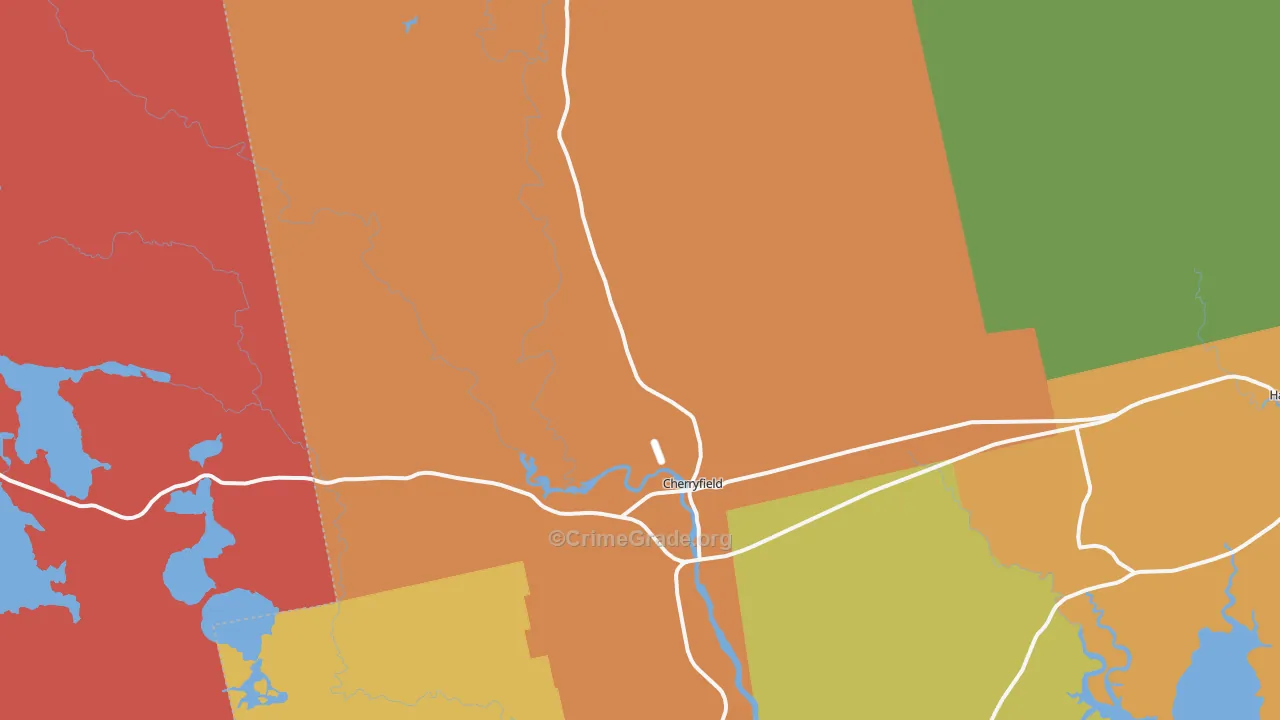 Cherryfield, ME Map of Vandalism Rates