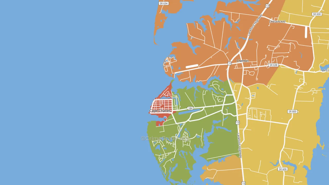Cherrystone, VA Map of Vandalism Rates