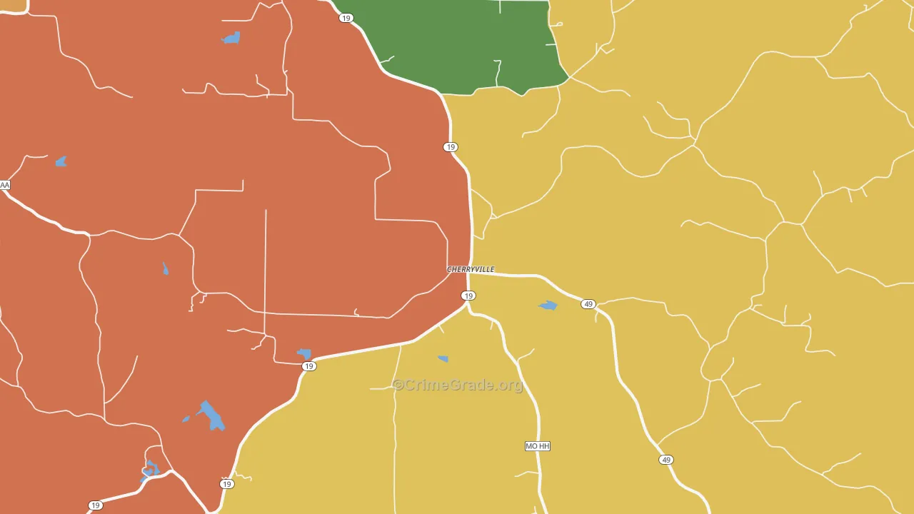Cherryville, MO Map of Vandalism Rates