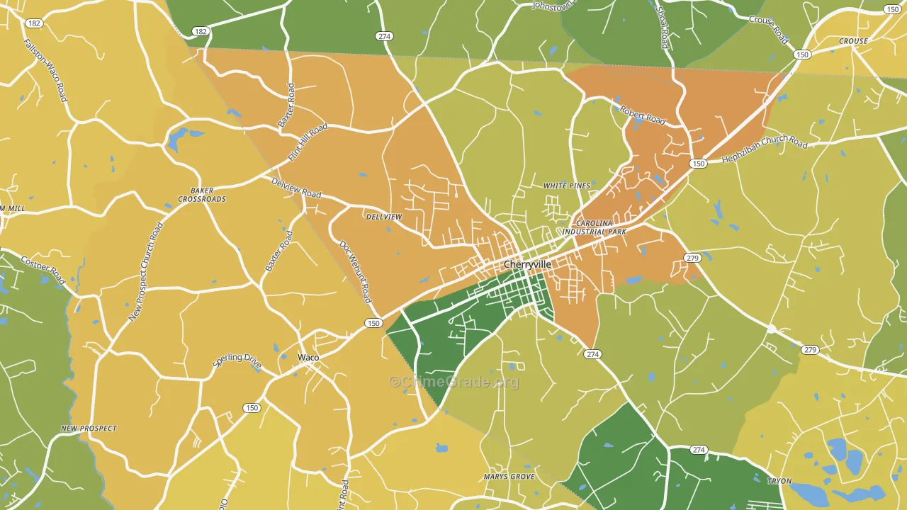 Cherryville, NC Map of Vandalism Rates
