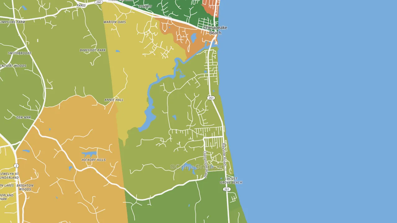 Chesapeake Beach, MD Map of Vandalism Rates