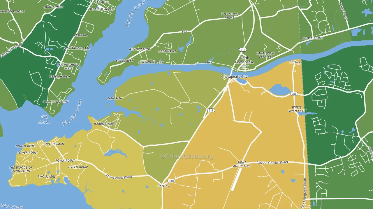 Chesapeake City, MD Map of Vandalism Rates