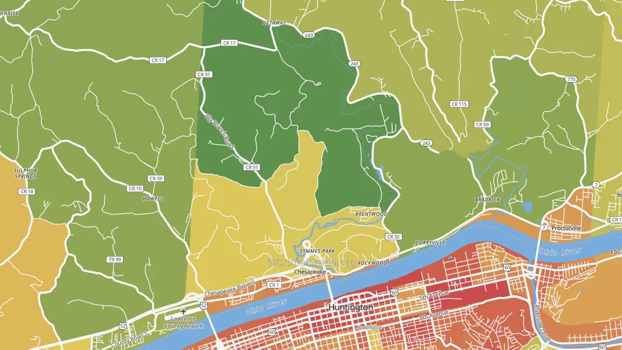 Chesapeake, OH Map of Vandalism Rates