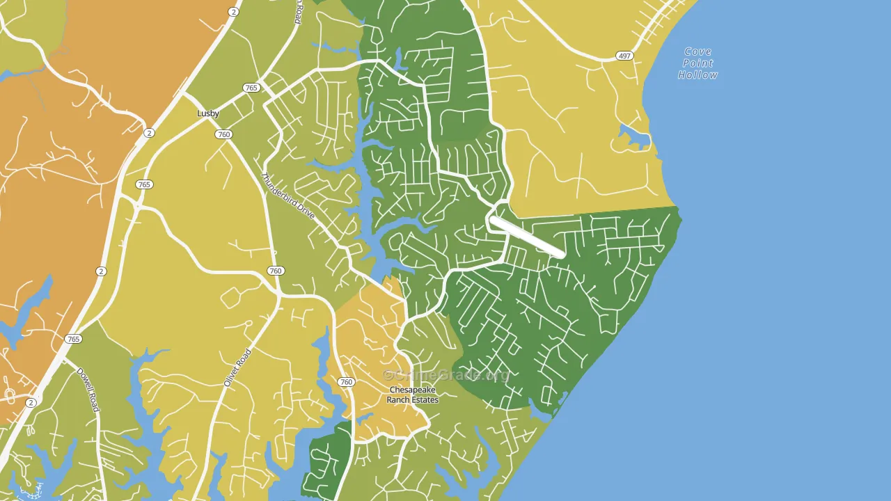 Chesapeake Ranch Estates, MD Map of Vandalism Rates
