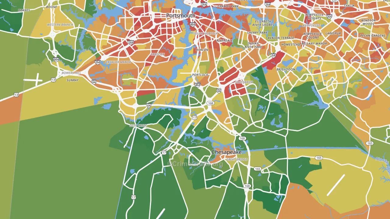 Chesapeake, VA Map of Vandalism Rates