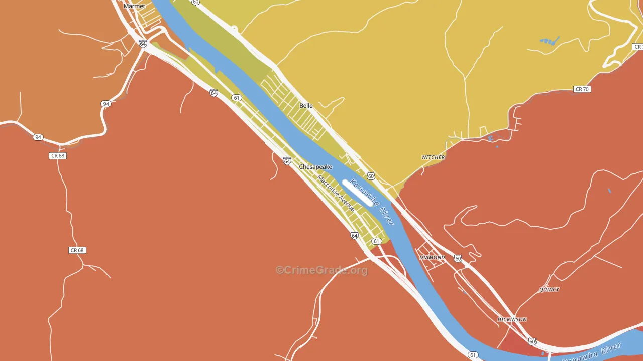 Chesapeake, WV Map of Vandalism Rates