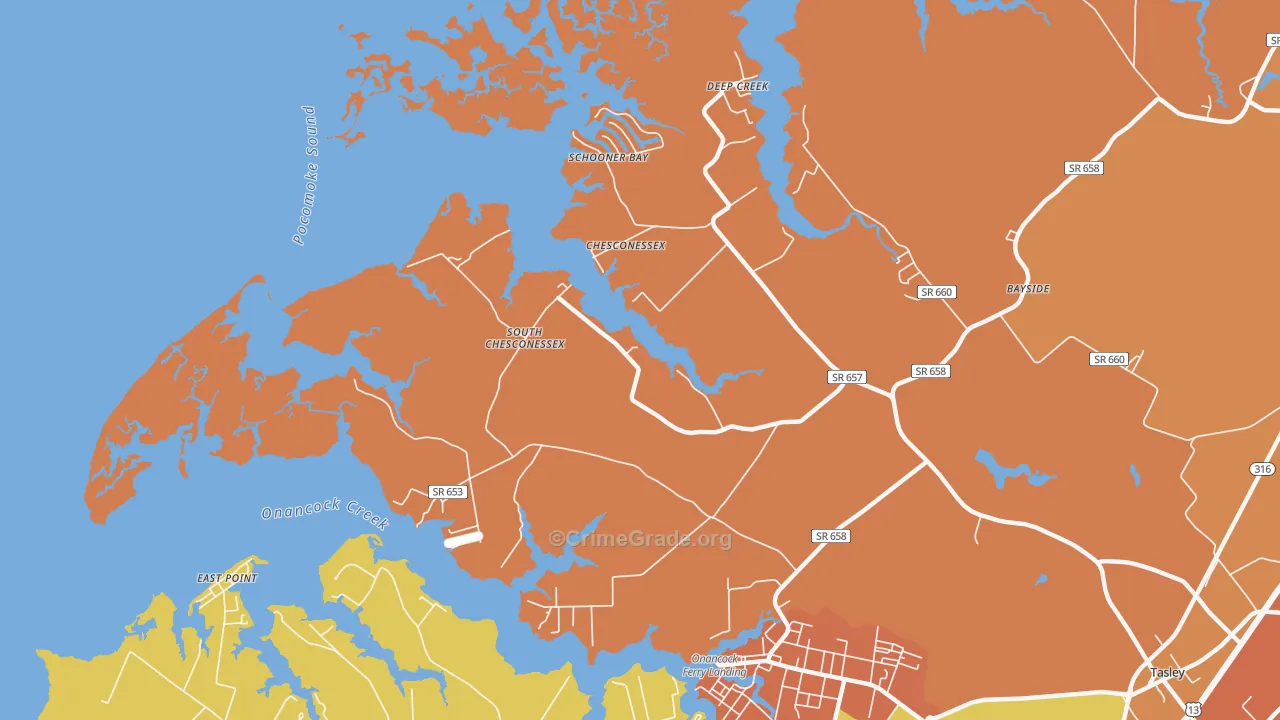Chesconessex, VA Map of Vandalism Rates