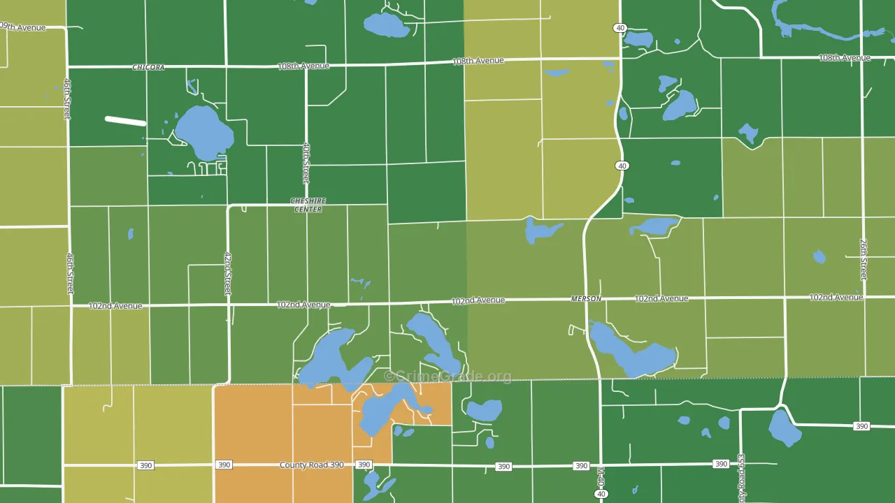 Cheshire Center, MI Map of Vandalism Rates