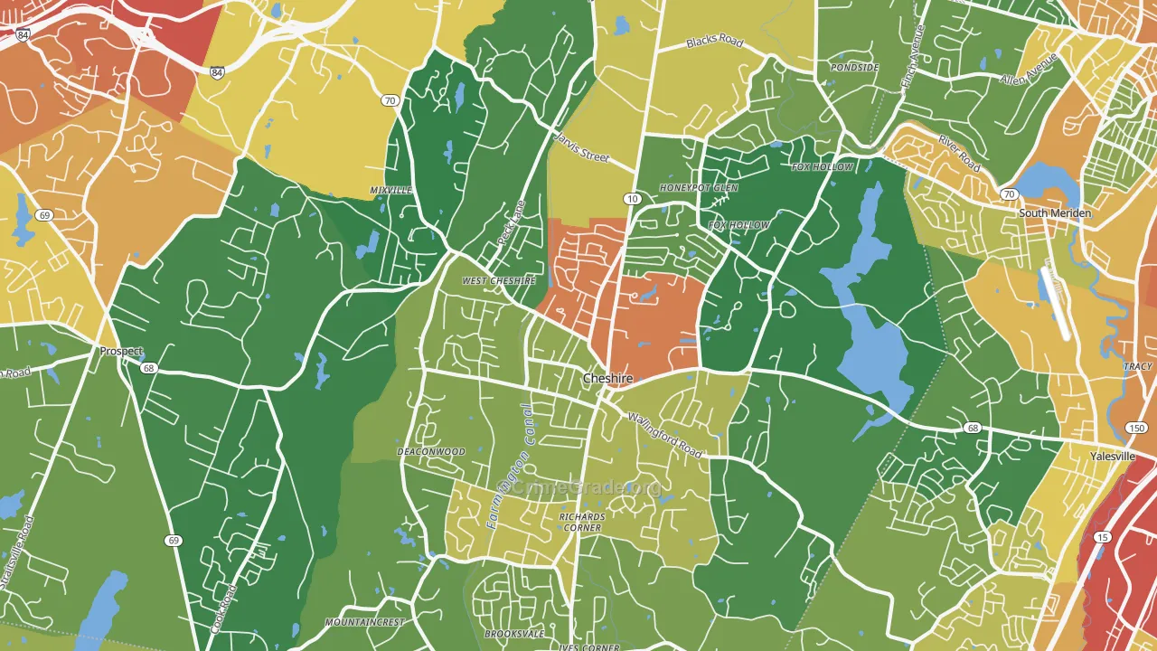 Cheshire, CT Map of Vandalism Rates