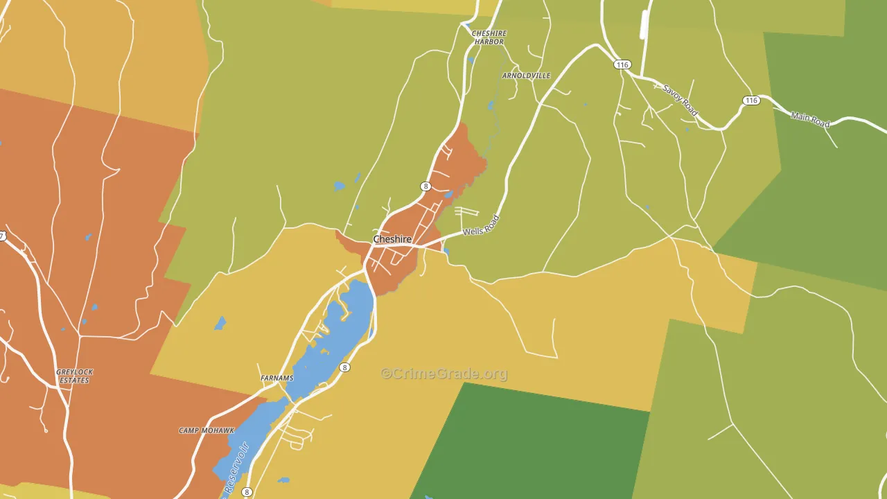 Cheshire, MA Map of Vandalism Rates