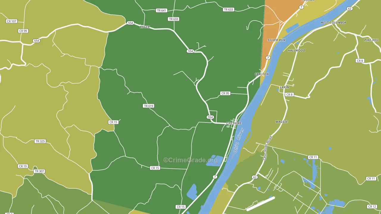 Cheshire, OH Map of Vandalism Rates