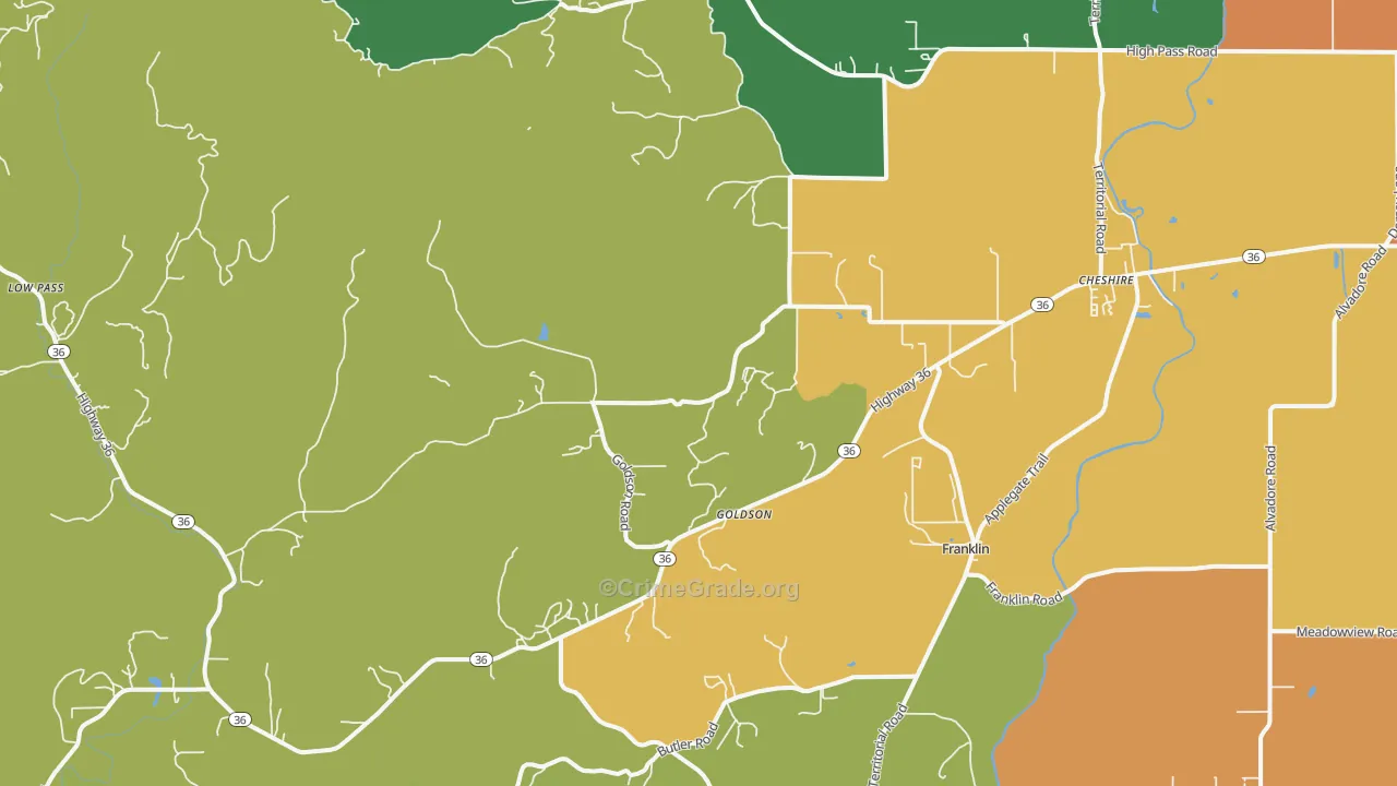 Cheshire, OR Map of Vandalism Rates