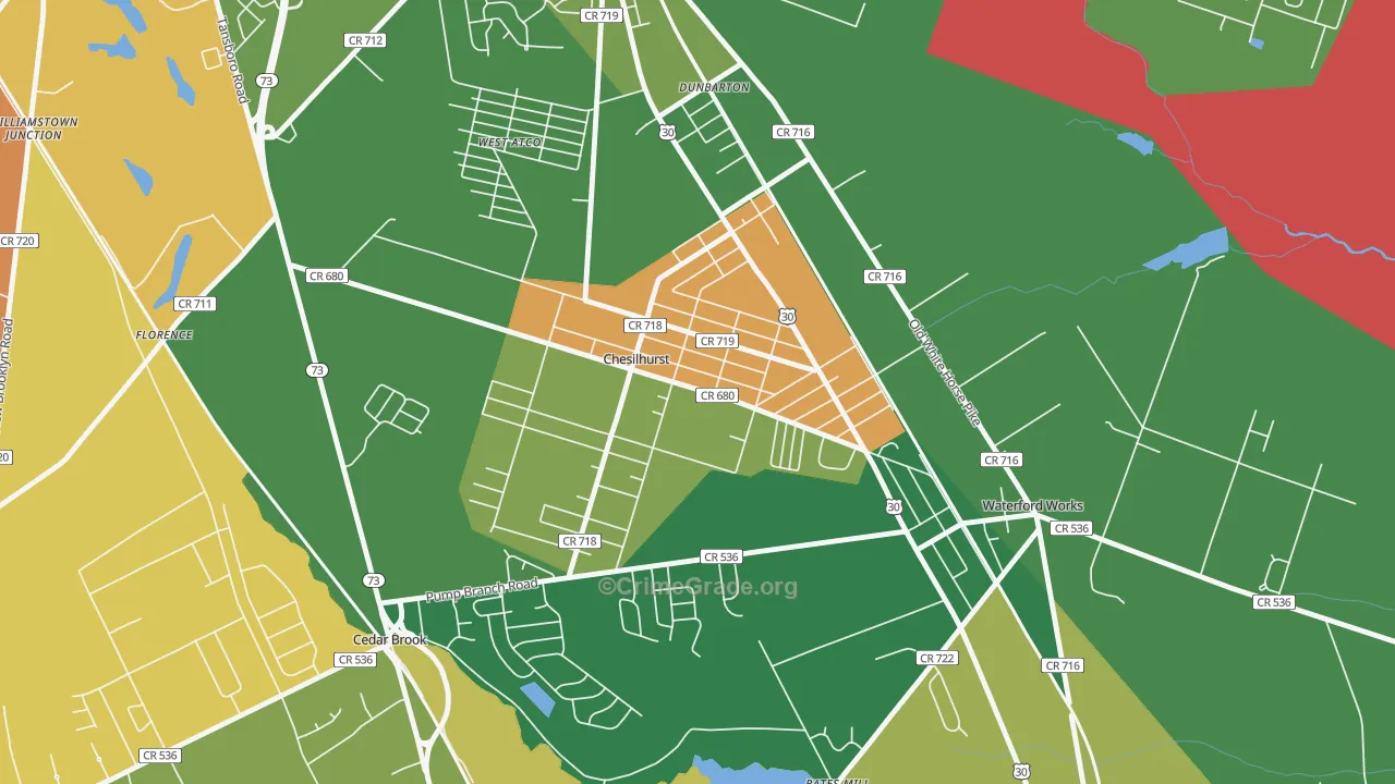 Chesilhurst, NJ Map of Vandalism Rates