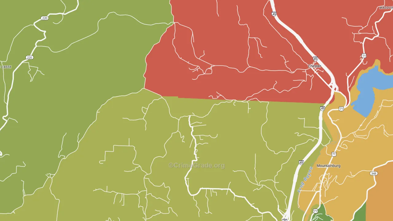 Chester, AR Map of Vandalism Rates