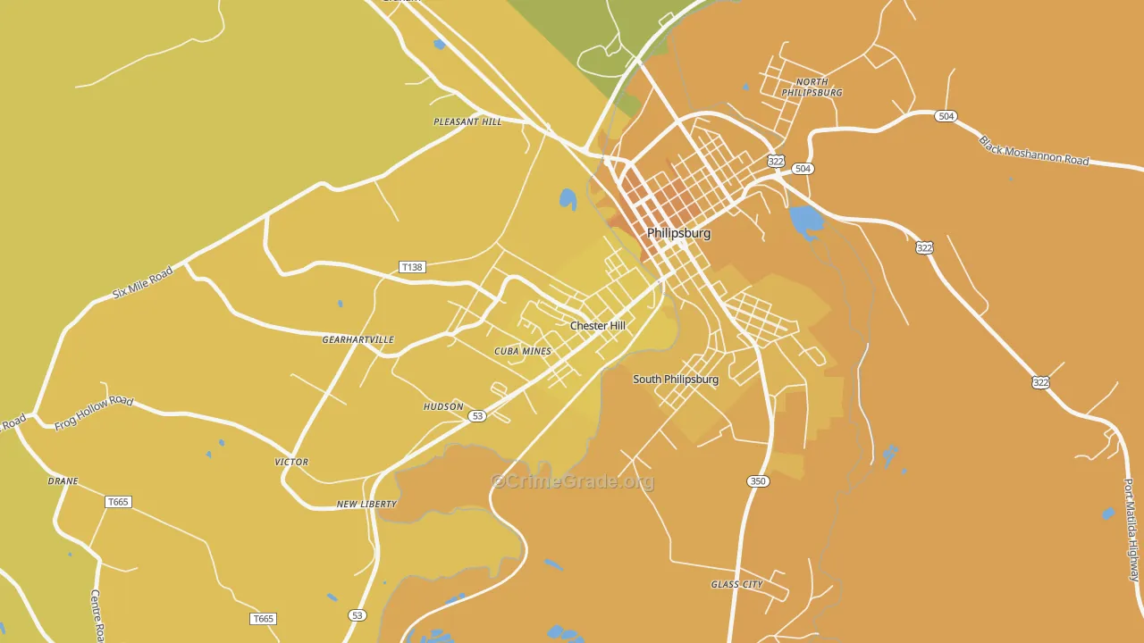 Chester Hill, PA Map of Vandalism Rates
