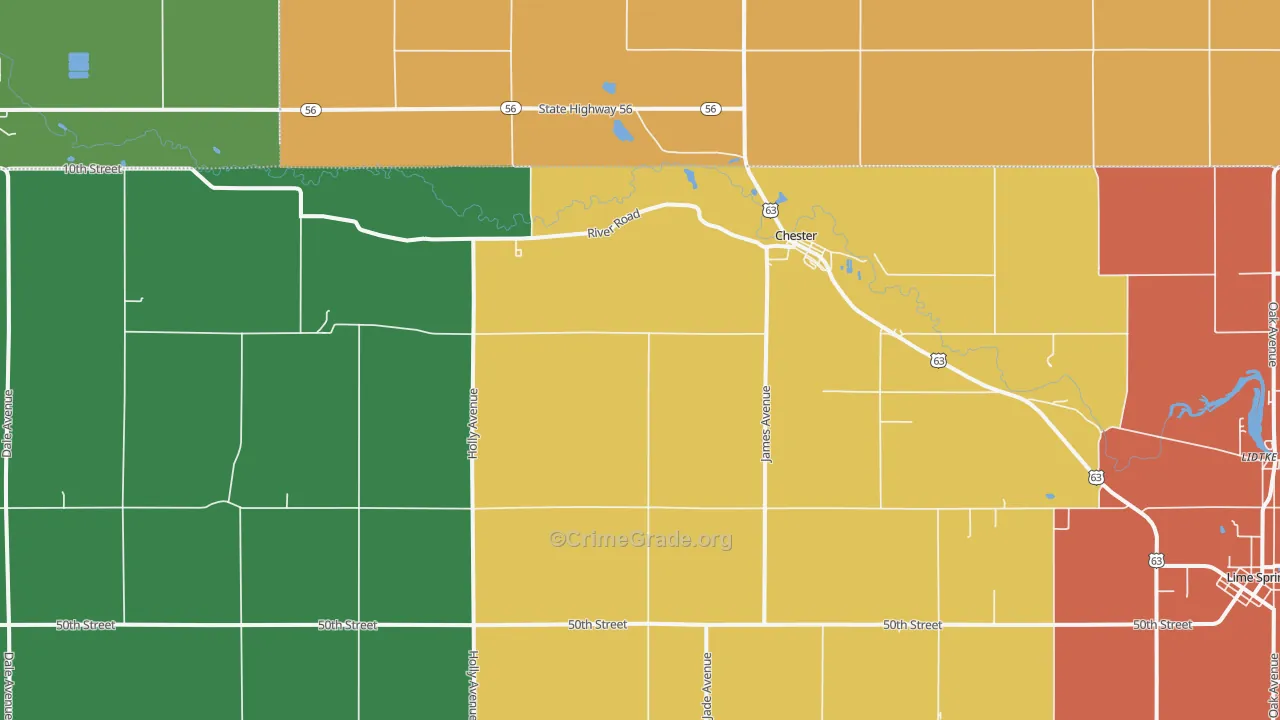 Chester, IA Map of Vandalism Rates