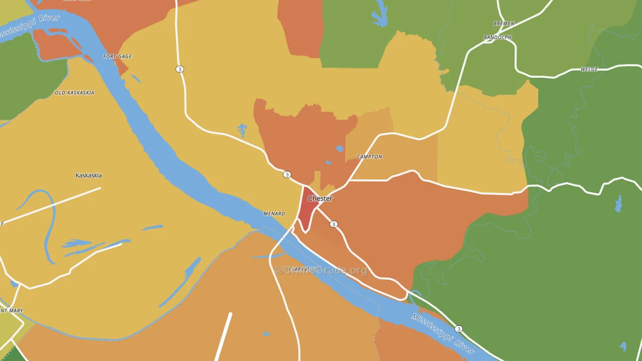 Chester, IL Map of Vandalism Rates