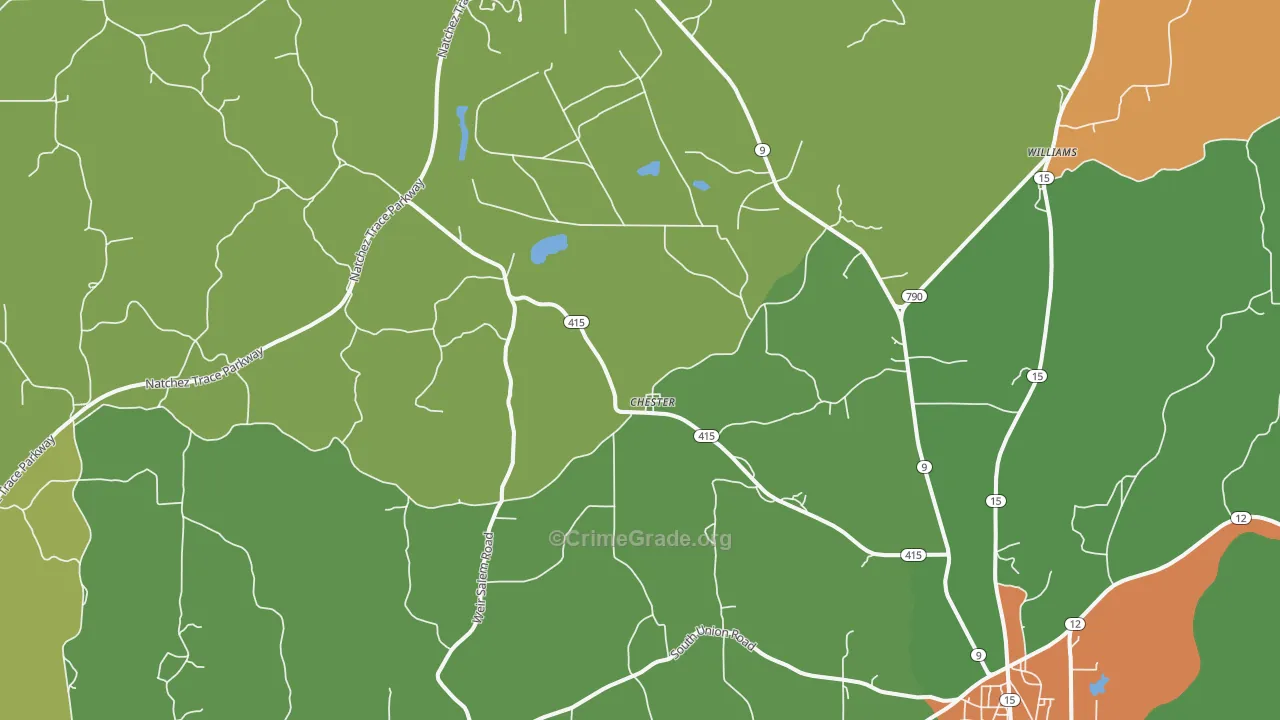 Chester, MS Map of Vandalism Rates