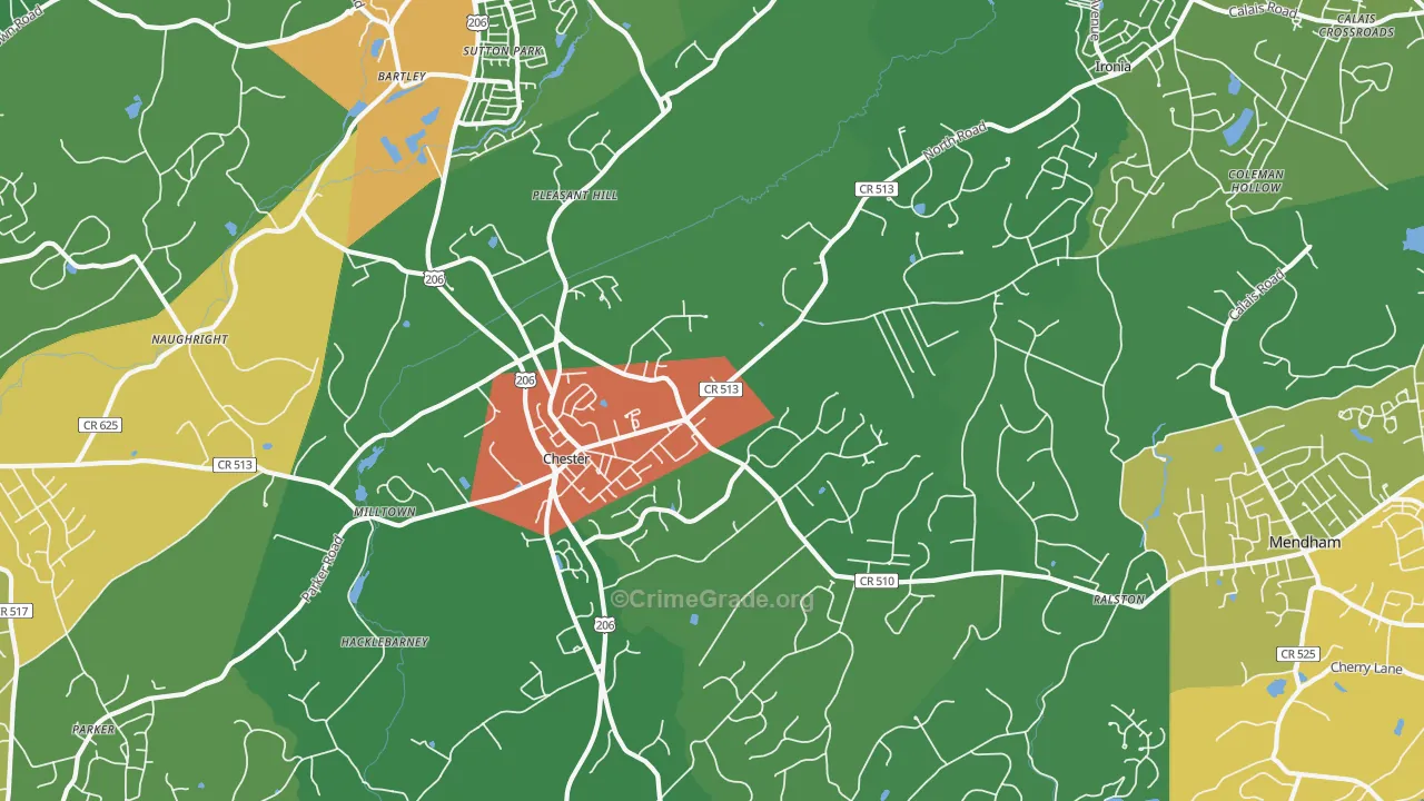 Chester, NJ Map of Vandalism Rates