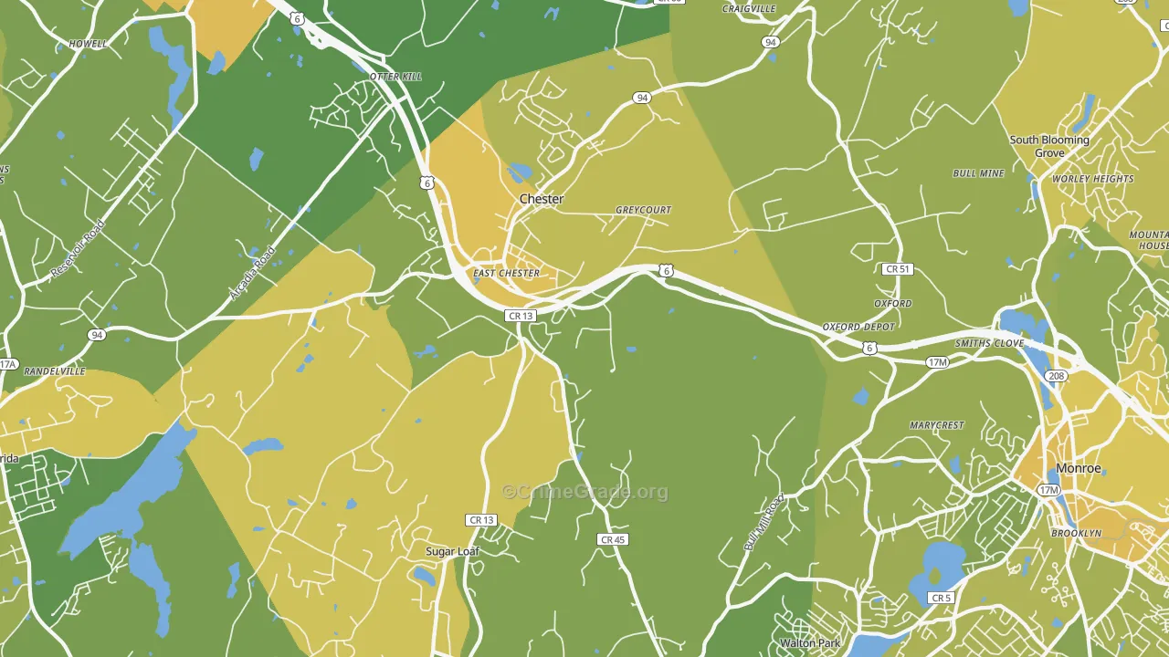 Chester, NY Map of Vandalism Rates